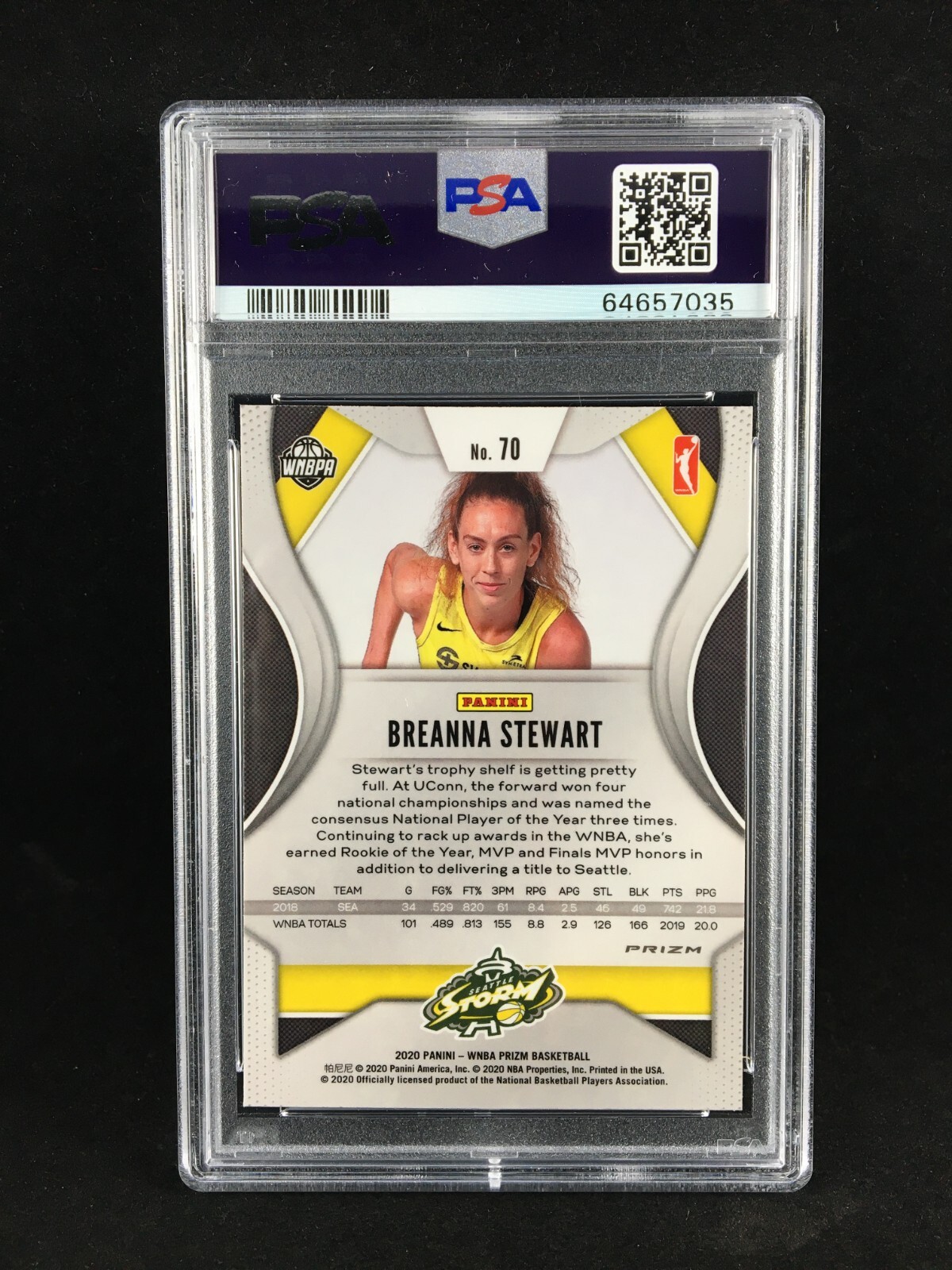 PSA 10 Pop 9 Breanna Stewart 2020 Panini WNBA Prizm ICE #70 Seattle Storm view 4