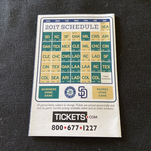 Programma tascabile allenamento primavera 2017 Peoria Seattle Mariners San Diego Padres �� - Foto 2 di 2