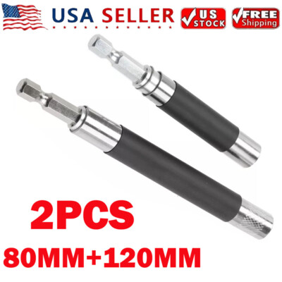 2PC Magnetic Screwdriver Extension Drill Bit Holder Quick Release 1/4'' Hex Shank