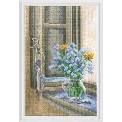 RTO Kreuzstich Set ''Im Moment, Fenster und Vase'', Zählmuster, 11,5x17,5cm