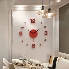 DIY Mirror Wall Clock 3D Sticker Modern Bedroom Home Decor Clock Non LED-UK