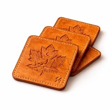 leather coaster set 4 hand crafted