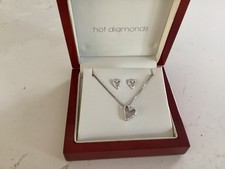 Hot diamonds heart pendant & earrings ..sterling silver & diamonds