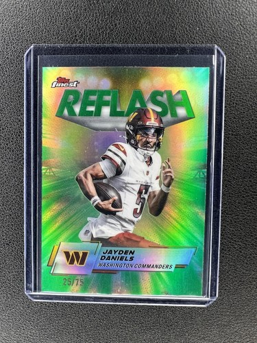 2025 NFL Topps Finest Jayden Daniels Reflash Green Refractor /75 #RF-6