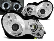 Scheinwerfer Paar Mercedes C-Klasse W203 00-04 Angel Eyes Chrom Scheinwerfer Paar Mercedes C-Klasse W203 00-04 Angel Eyes Chrom