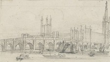 Blick auf die Westminster Bridge, Bleistift Romantik Unbekannt (19.Jhd)