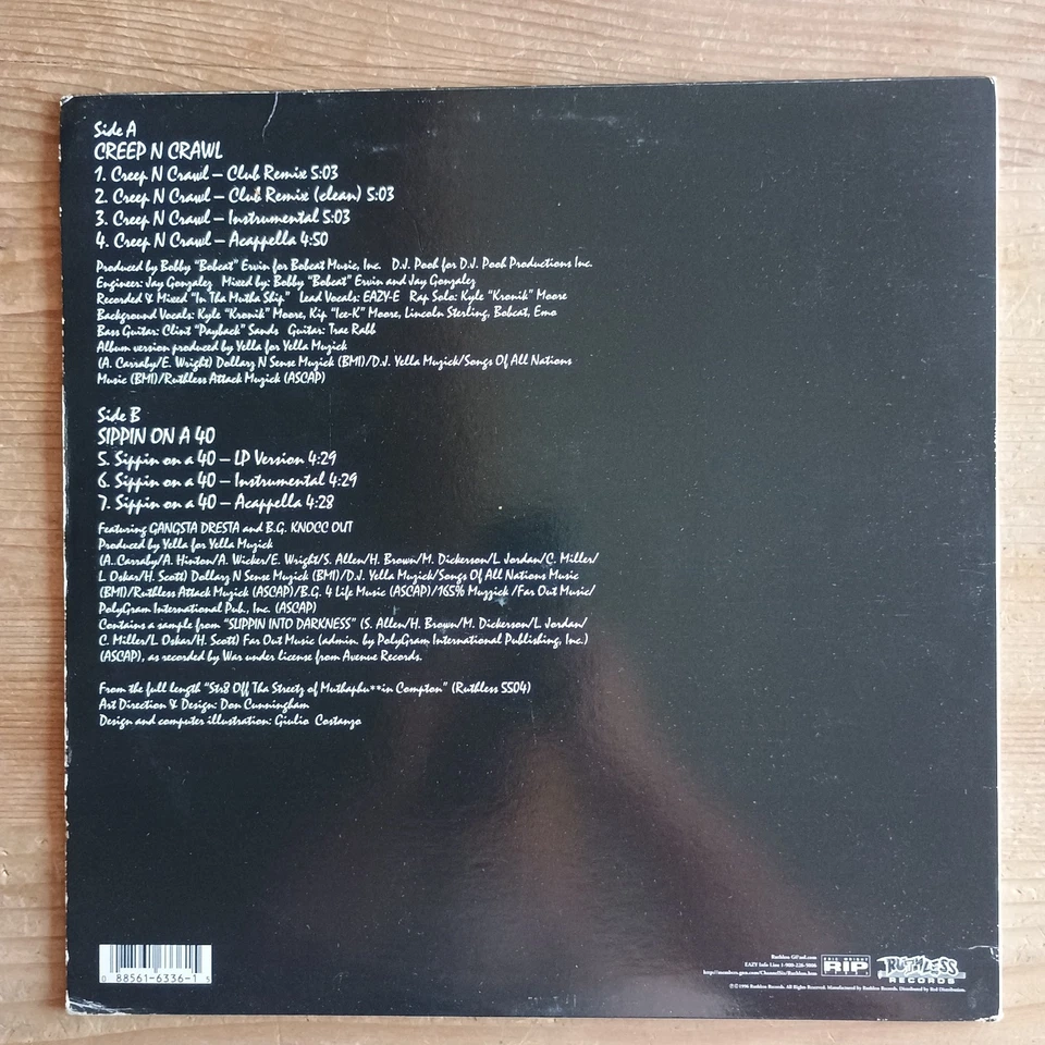 Eazy-E – Creep N Crawl / Sippin On A 40 12" US-1996 1st PRESS VG+/G++ - Bild 2 von 4