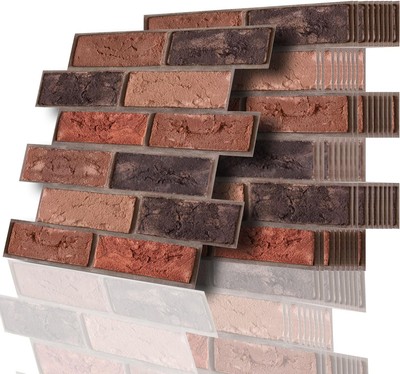 10 PCS 3D Wall Panel, Peel and Stick Brick Wallpaper Faux Red 