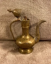Z.Y. INDIA 6” tea pot lighter / vintage / hand made / India / brass etched