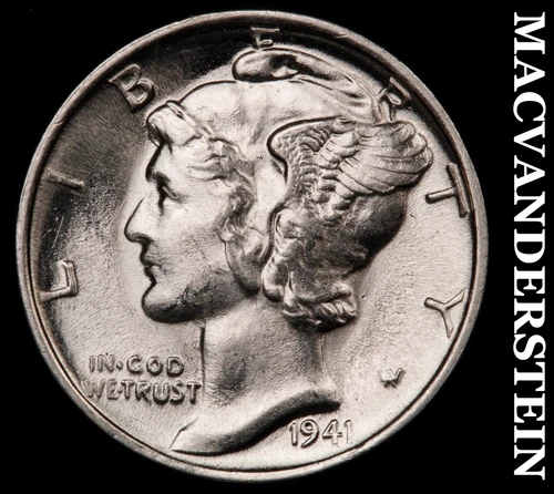 1941 Silver Mercury Dime - FSB - Choice Gem Brilliant Unc++++  Lustrous  #i5225