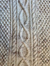 Beige Cable Knit Throw Lap Blanket 74"x48"