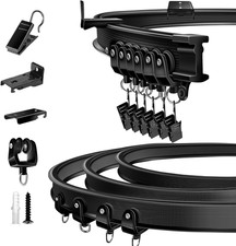 Ceiling Curtain Track, Flexible Bendable Curtain Track 10Ft Black Curved Curtain