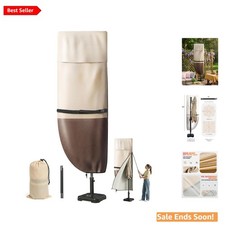600D Water and Windproof Patio Umbrella Cover for 9-13ft Cantilevers