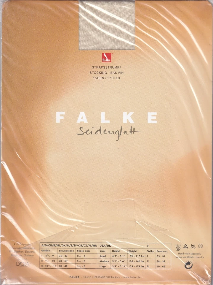 Bas nylon FALKE Seidenglatt coloris Champagne. Size Large. German stockings. - Photo 2/2