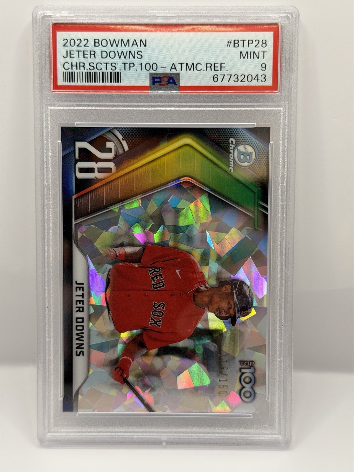 2022 Bowman Chrome Scouts Top 100 Atomic Refractor /150 Jeter Downs #BTP-28