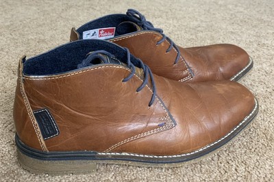 RIEKER Charles Men Brown Leather Boots Lace Ankle US8 EU 41 New