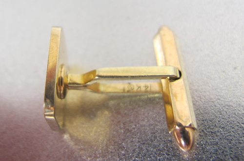 Solid 14K Yellow Gold Square Monogrammed ACF Cuff Links 10.26 grams - Picture 8 of 10