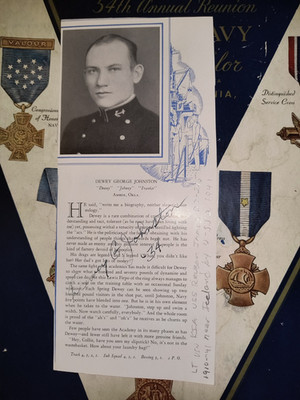 DEWEY G. JOHNSTON KIA USS REUBEN JAMES DD-245 Signed USNA 1934 Yearbook Photo