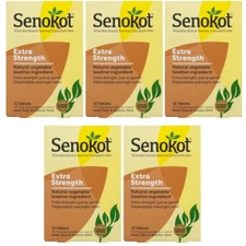 5 Pack Senokot Extra Strength Natural Vegetable Laxative 12 Tablets Each