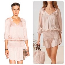 Ulla Johnson Women's Olga Satin Smocked Mini Dress - Size 2