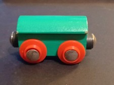 Box Green Teal Brio Style Train Car Works W/Wooden Track Thomas Engine Magnetic