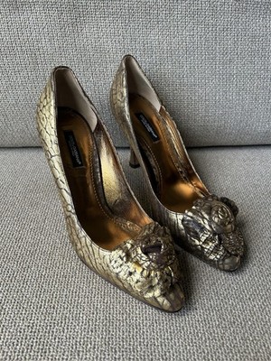 Dolce & Gabbana Heels Gold Blumen Größe 37