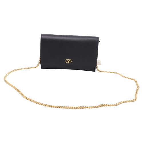 Valentino Garavani V Logo Chain Wallet In Leather Women Black One Size
