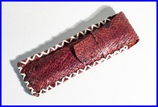 1920s Reptile Leather Case In Bordeaux, Hand-Sewn + Loop For 2 Pens