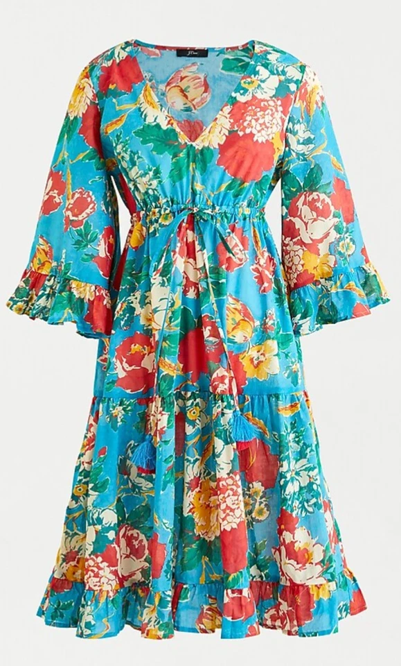 Vestido de praia feminino J.Crew $118 gola V cobertura em floral Ratti Bahama tamanho P - Imagem 2 de 4