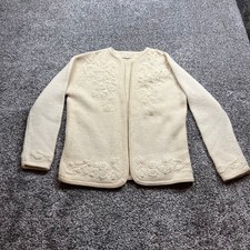 Fully Fashioned Wool Cardigan L Embroidered Vintage Grannycore Cottagecore