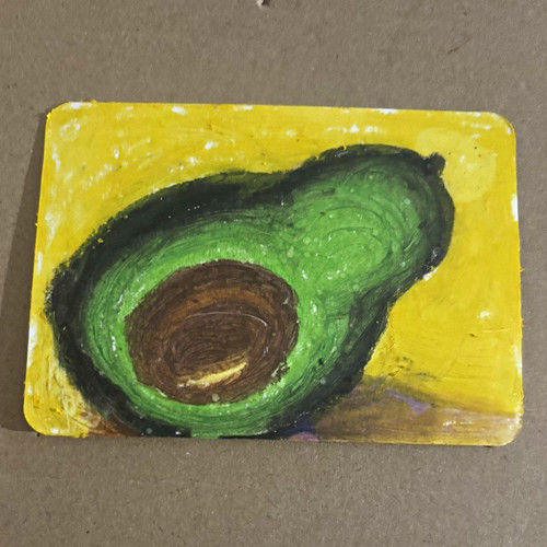 ACEO original Contemporary Still Life Avocado Pastel Painting, Unframed