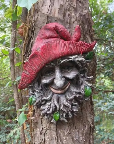 Targa da parete spirito albero uomo verde resina volto bosco decorazione interno/esterno - Foto 5 di 7