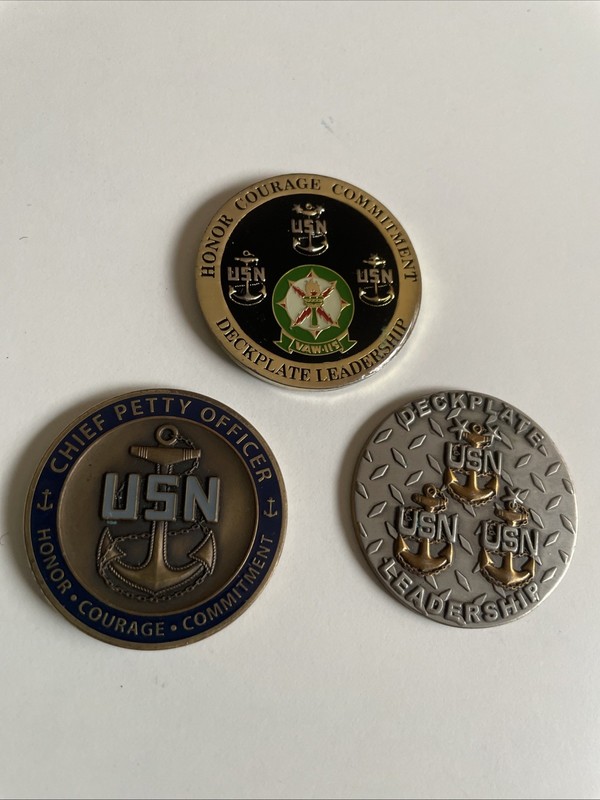 CPO Mess challenge coins Combo USS Henry M. Jackson Gold & USN Deckplate Lot 3