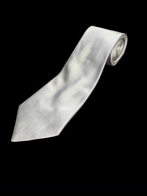 BOLD ALTEA MILANO SILVER SATIN SILK TIE ITALY L59.5  W4.25  