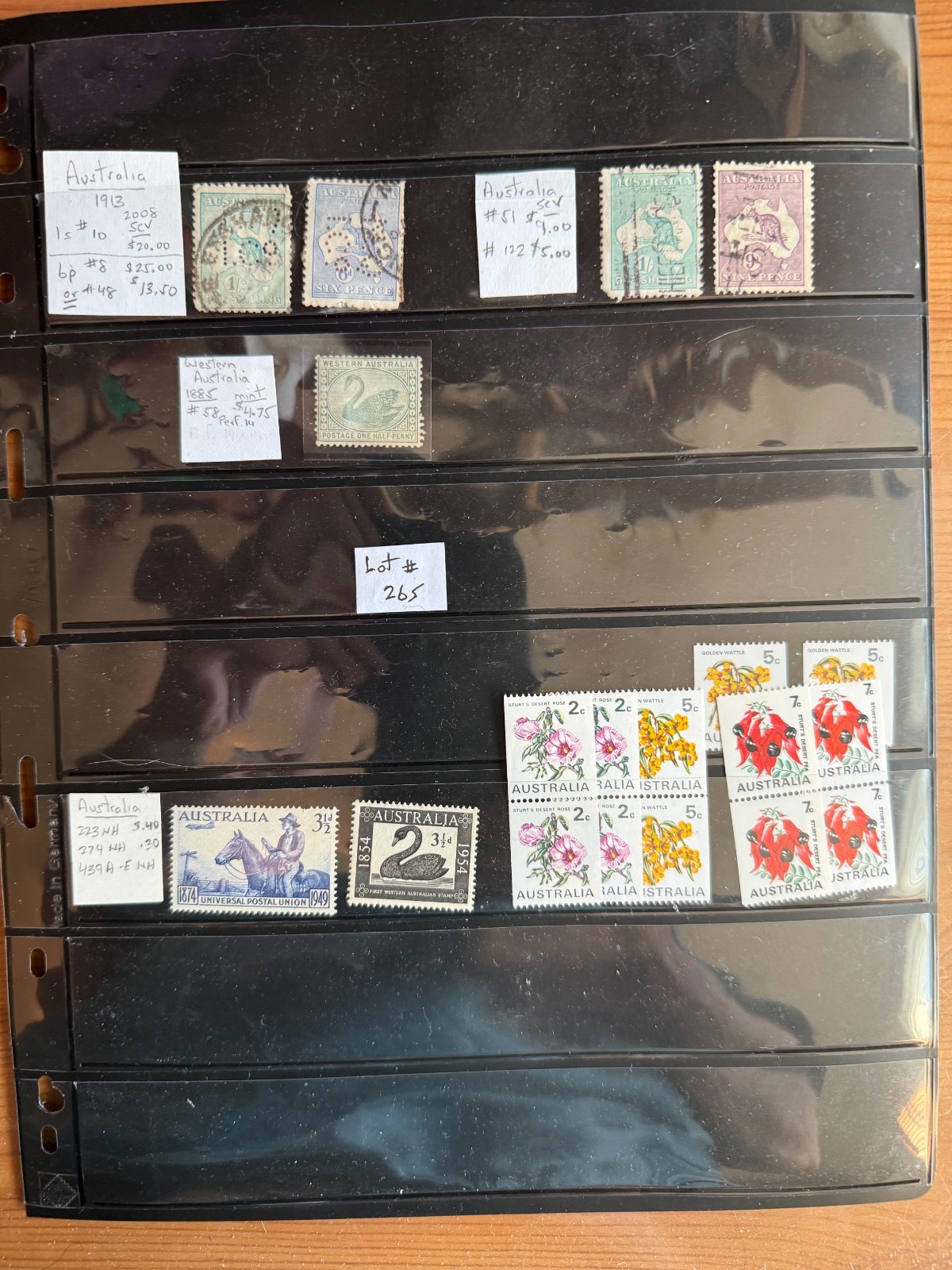 Australia stamps. #8 or 48, #10, #51 #58, #122 #223 #274 #439 Lot #265