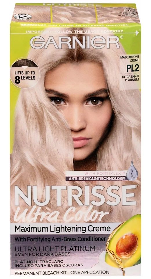 Kit blanqueador de color de cabello Garnier Nutrisse crema PL2 mascarpone platino ultra ligero Foto 2 de 4