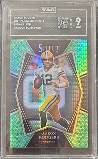 Aaron Rodgers 2021 Panini Select Dragon Scale Prizm /89 TAG 9 Mint