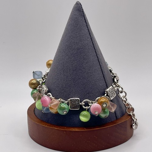 Brighton Mimose Armband Multicolor Pastell Perlen Silber Wirbel 7" nicht mehr produziert - Bild 3 von 9