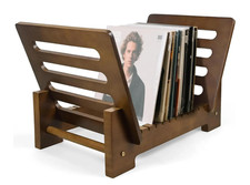 BRAND NEW   VINYL RECORD HOLDER SHELF pine wood WALNUT FINISHED   ELASIGNSHOPO
