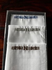 Vintage Set of 3 Hand Embroidered N Mens Andhurst Handkerchiefs New in Box