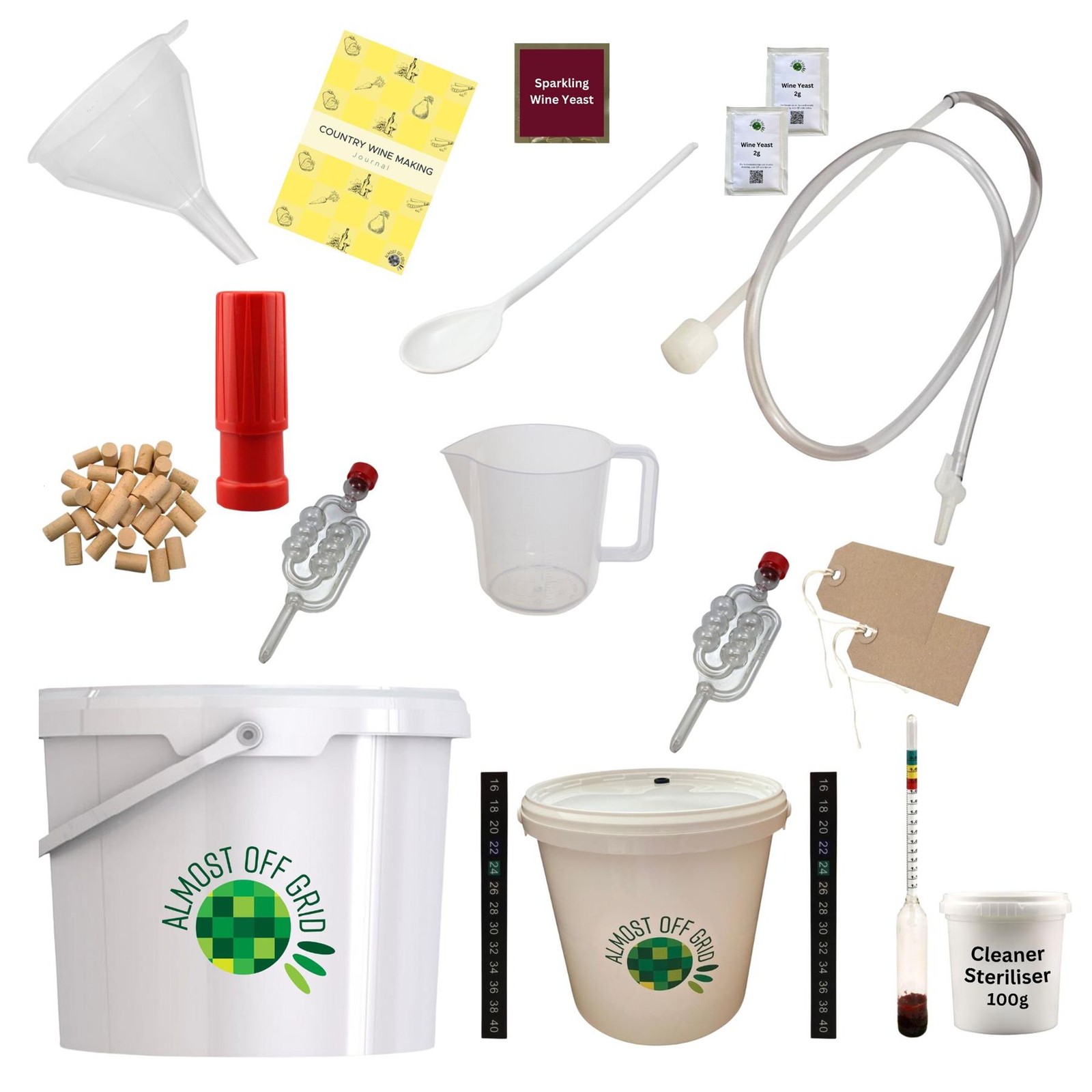 15L Winemaking Starter Kit Buckets Country Wine Journal Hydrometer Syphon