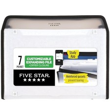 Expanding File Organizer Study App, 7-Pocket Accordian File Organizer, White