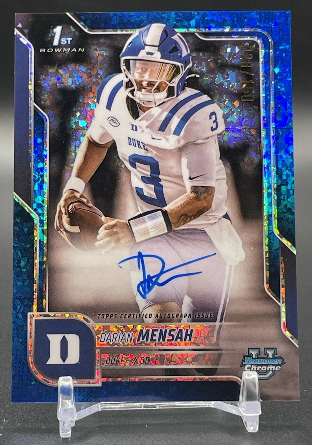 2025 Bowman Chrome U Darian Mensah 1st Blue Mini Diamond Refractor Auto /150