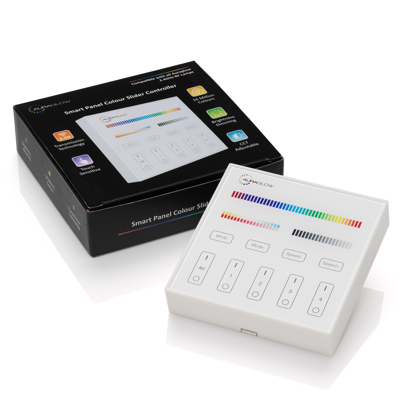 Auraglow Wireless Programmable 2.4GHz RF RGB Wall Light Switch Remote Control