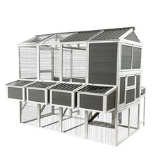 Outdoor Wooden Chicken House   Spacious Coop  Run for 10 Birds,Easy-Clean Trays