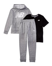 New Balance 3Pc Fleece Hoodie, T-Shirt  Jogger Set