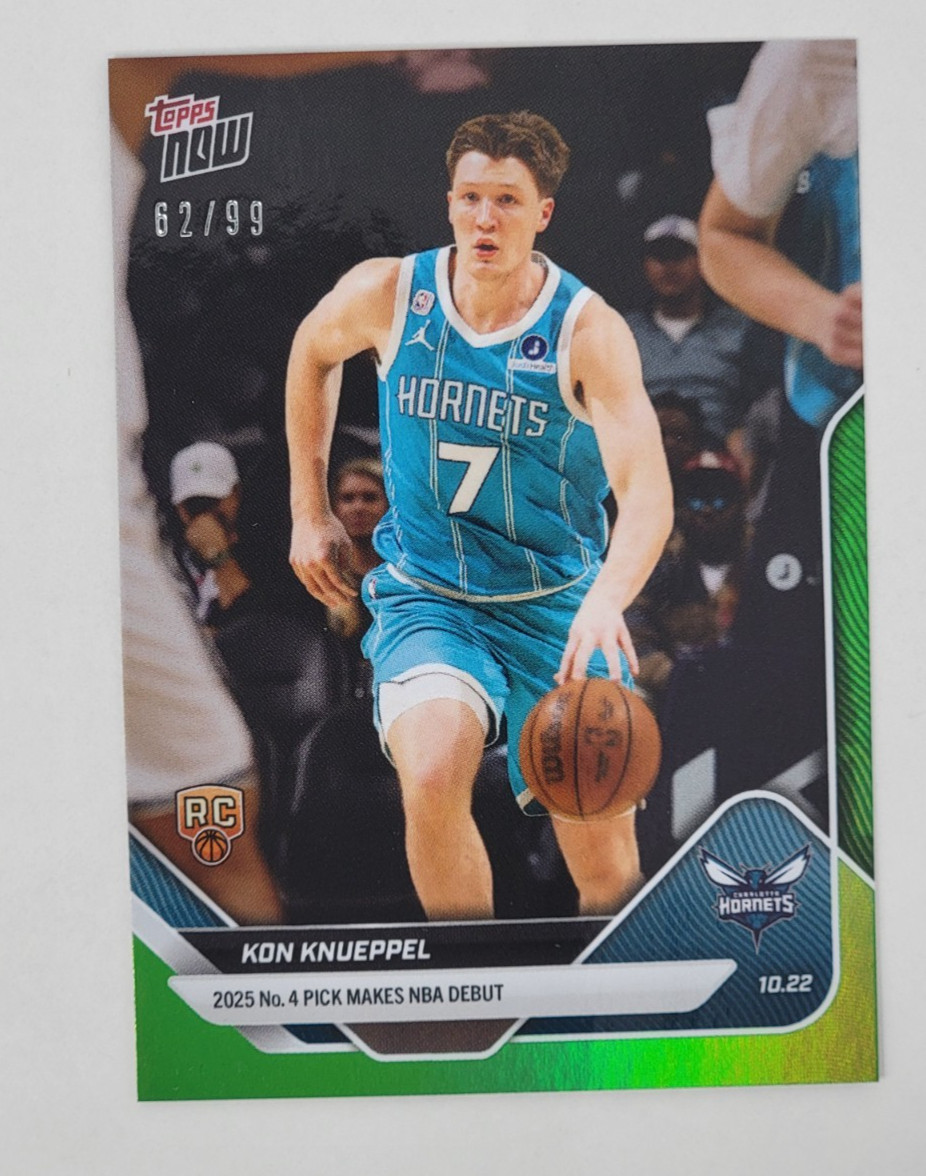 Kon Knueppel - 2025-26 NBA Topps NOW - Card 10 - DEBUT RC - Green /99