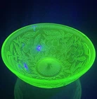 Vintage U S Glass Depression Green Bowl Cherry Berry Pattern