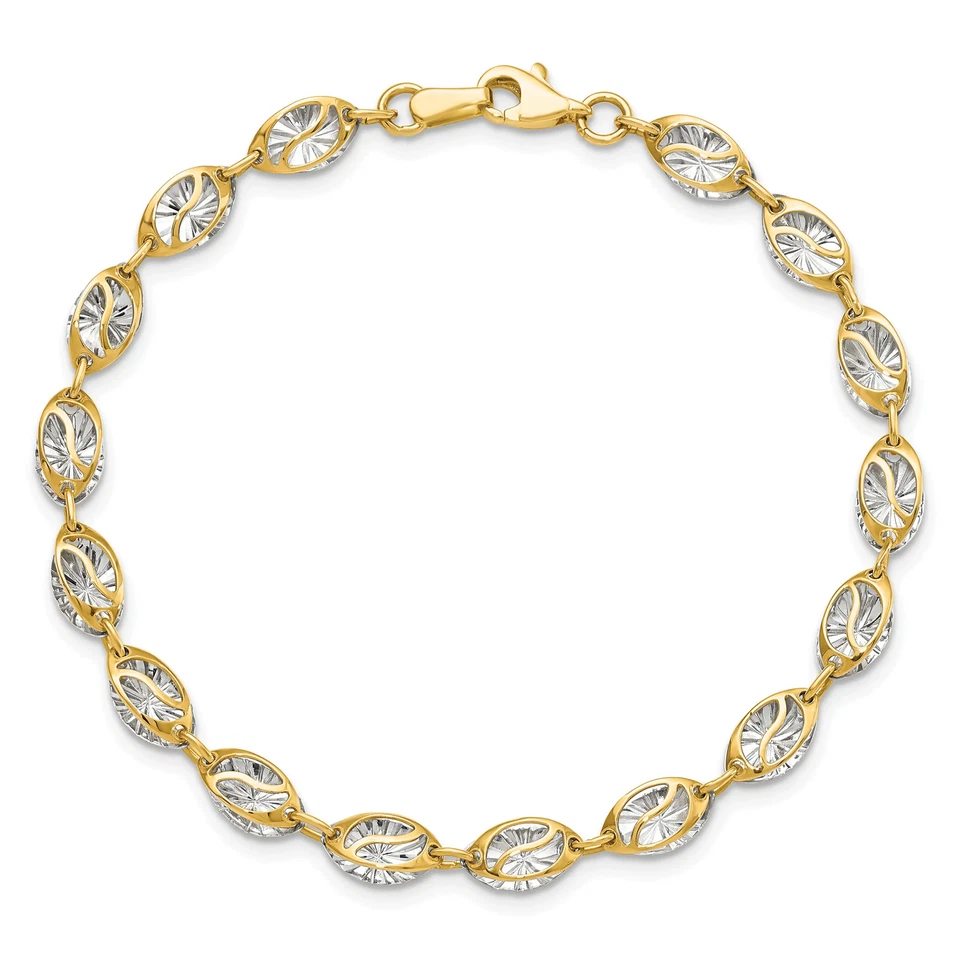 14K Solid Two Tone Gold Chain Bracelet - Image 3 of 4