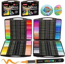 120 Colours Acrylic Paint Pens Set,Water Based Brush Markers- Permanent Paint P
